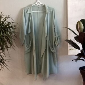 Sweet Rain Sheer Bohemian Flowy Fairycore Spring Pastel Mint Green Kimono/Duster